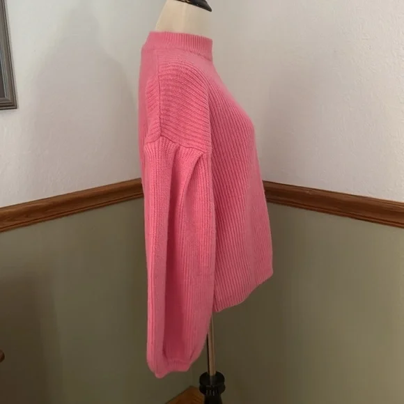 En Crème Pink Balloon Sleeve Cardigan Sweater Large - Picture 7 of 9